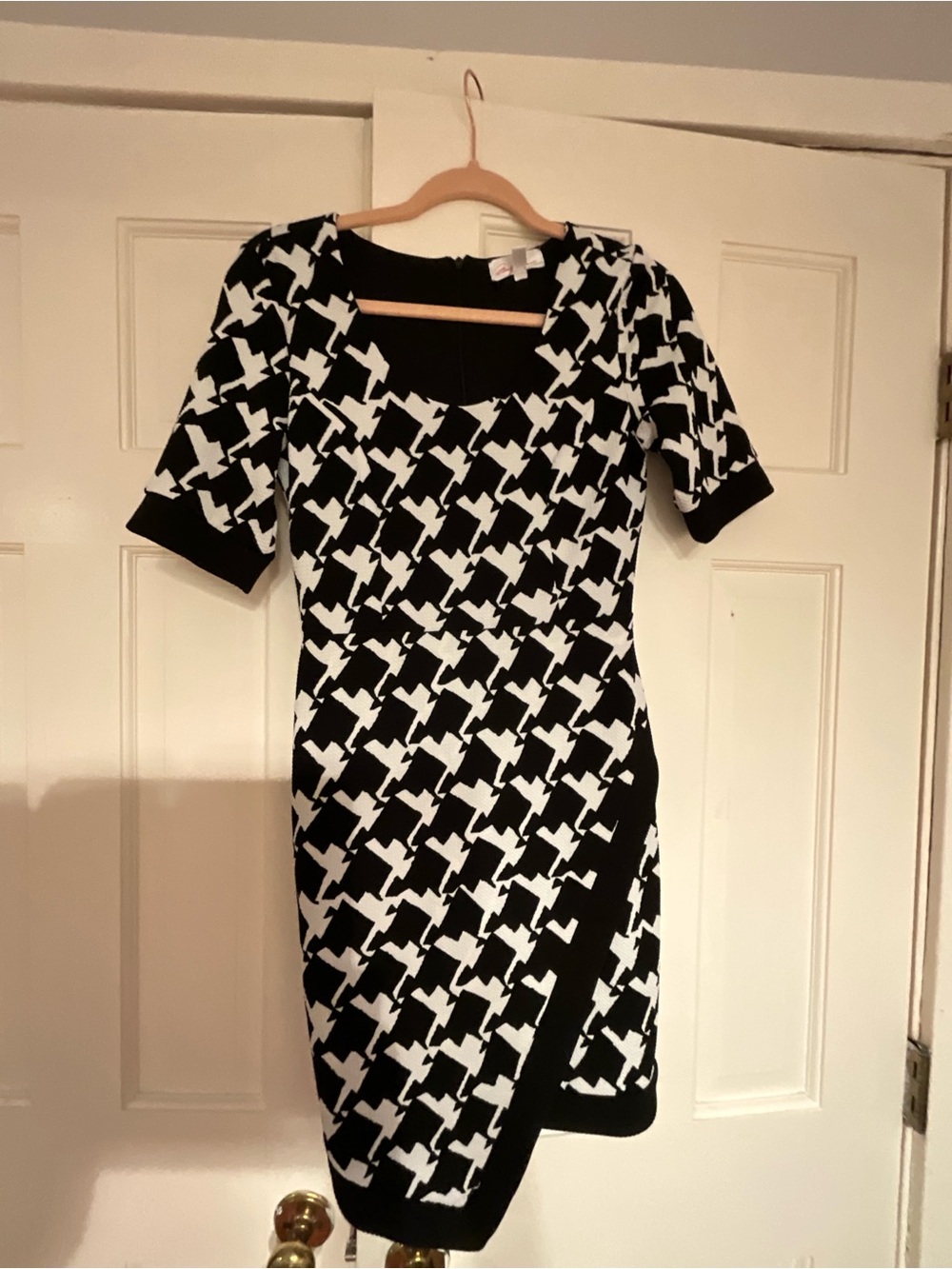 Marilyn Monroe Black & White Houndstooth Midi Dress